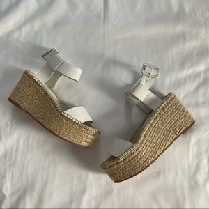 Vince platform wedge sandals white